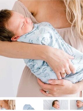 Mama Coco Soft Light BlueSwaddle with Hot Air Balloon Print